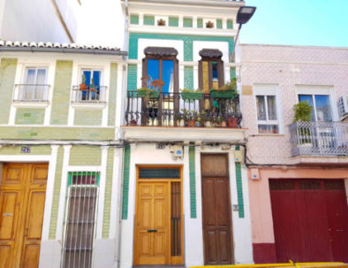 Colorful street in Valencia in Spain