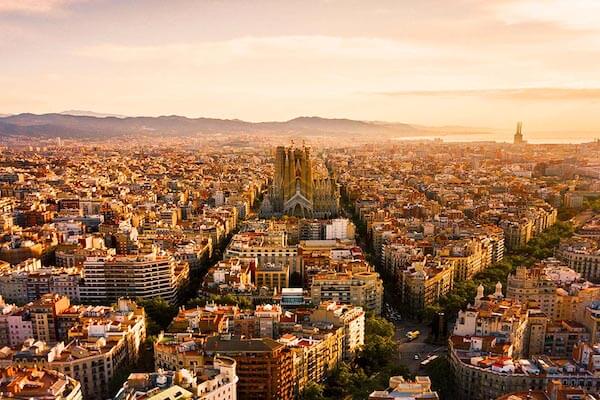 Barcelona sky view sunset