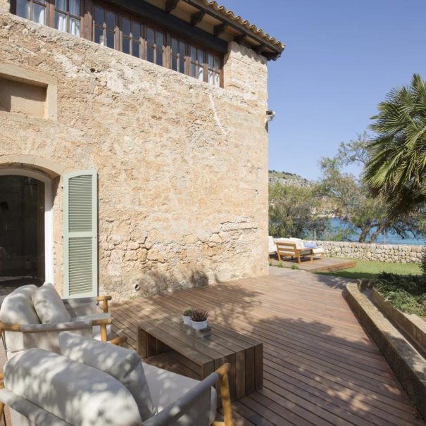 Private terrace in an ancient building of Can Simoneta hotel in Mallorca
