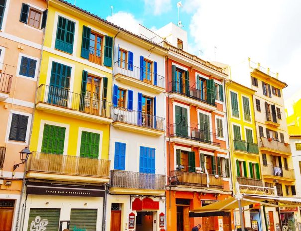 Colorful houses in Palma de Mallorca