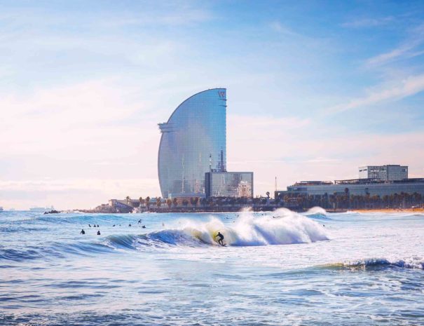 Barcelona beach thanks Person Surfing