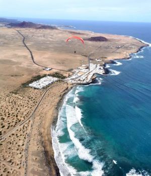 Paragliding flight in Lanzarote in the Canary Islands